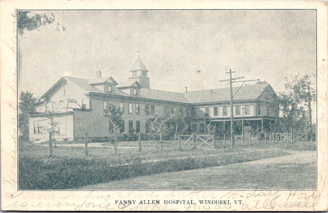 VT, WINOOSKI - Fanny Allen Hospital - 1907 postcard - C17572