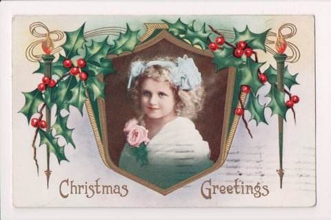 Xmas postcard - Christmas - Young blond girl - Whitney Made - C17914