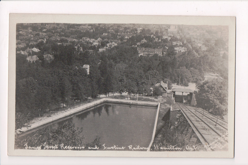 Canada - Hamilton, ON - James St Reservoir, Incline Railway RPPC - G06016