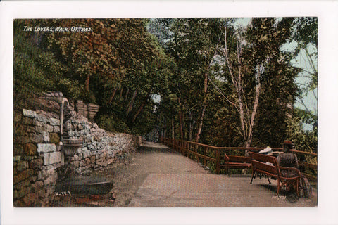 Canada - Ottawa, ON - Lovers Walk, Fountain, bench postcard - B11420