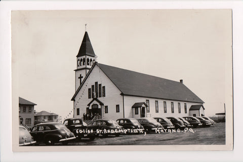 Canada - Matane, QC - Eglise St Redempteur, old cars - RPPC postcard - B11394