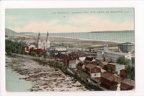 Canada - Ste Anne de Beaupre, QUE - Aerial view, local buildings, shore - F11052