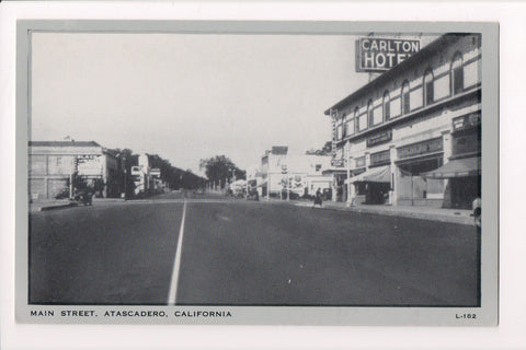 CA, Atascadero - Main St, Carlton Hotel - vintage postcard - M-0038