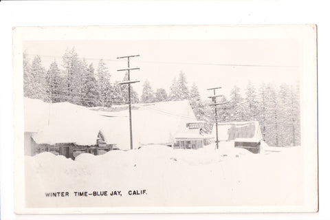 CA, BLUE JAY - Winter Time, Mountain Ranch Market building - RPPC - E10241