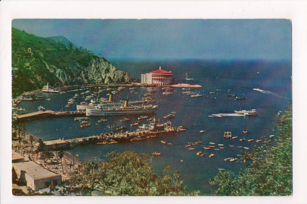 CA, Catalina - Crescent Bay and Harbor - pre 1963 postcard - VT0312
