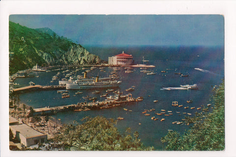 CA, CATALINA - Crescent Bay and Harbor - pre 1963 postcard - VT0312