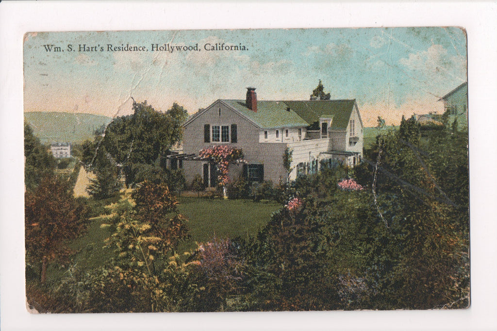 CA, HOLLYWOOD - Wm S Harts Residence - @1924 - 605301 - postcard **DAMAGED / AS