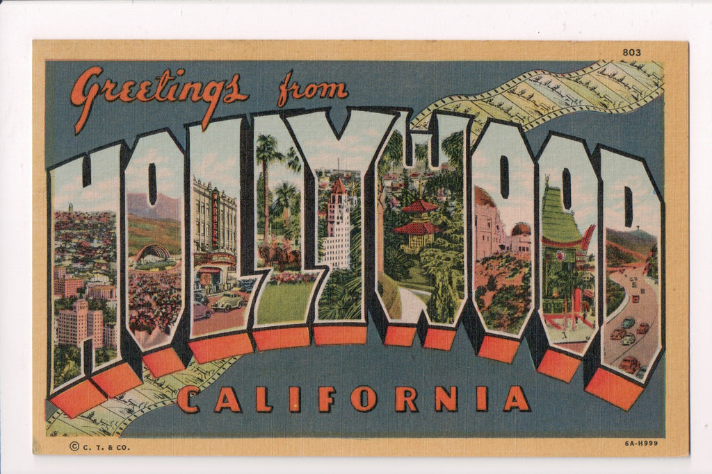 CA, HOLLYWOOD - Greetings from, Large Letter (original SOLD) MB0548