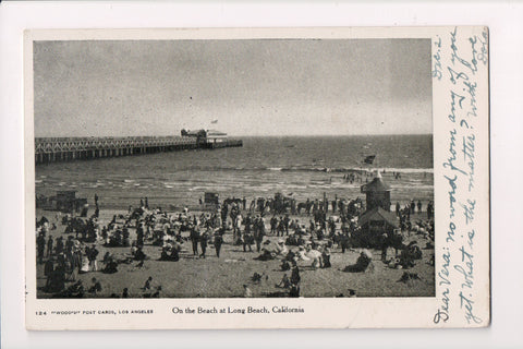 CA, LONG BEACH - Beach, pier, horse and buggy, bath house @1906 - B08079