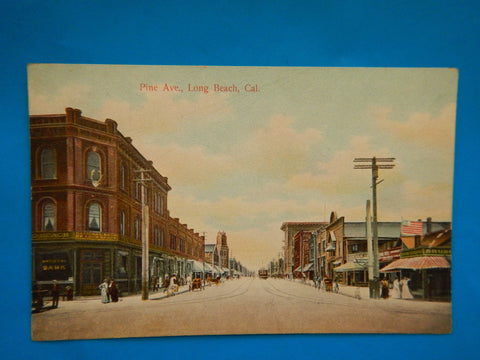 CA, LONG BEACH - Pine Ave with National Bank on left - B11165