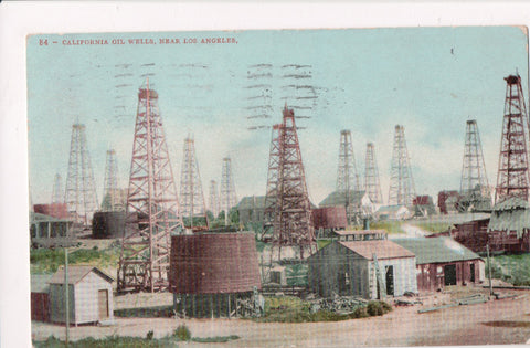 CA, Los Angeles - Oil Wells near LA, incl buildings, @1909 postcard - C06313