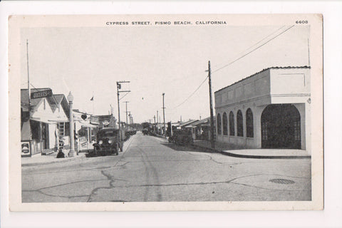 CA, Pismo Beach - Cypress St, Groceries sign on left - postcard - M-0053