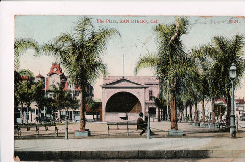 CA, San Diego - The Plaza - @1915 postcard - A12113