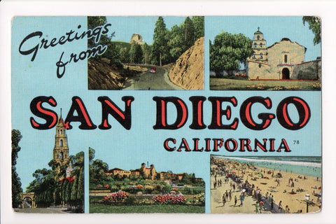 CA, SAN DIEGO - Greetings from, Large Letter postcard - CR0509