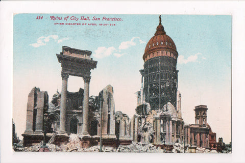 CA, San Francisco - City Hall Ruins from disaster postcard - 606223