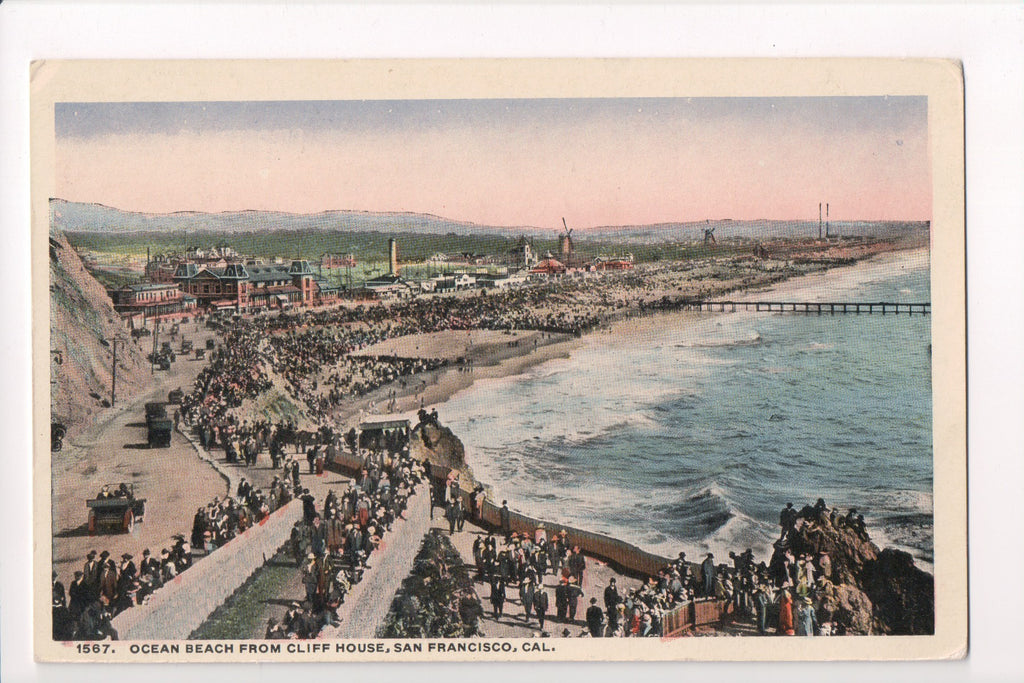 CA, San Francisco - Ocean Beach from Cliff House postcard - CP0252