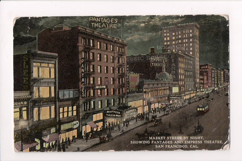 CA, San Francisco - Market St, Pantages and Empress Theatre postcard - J03053