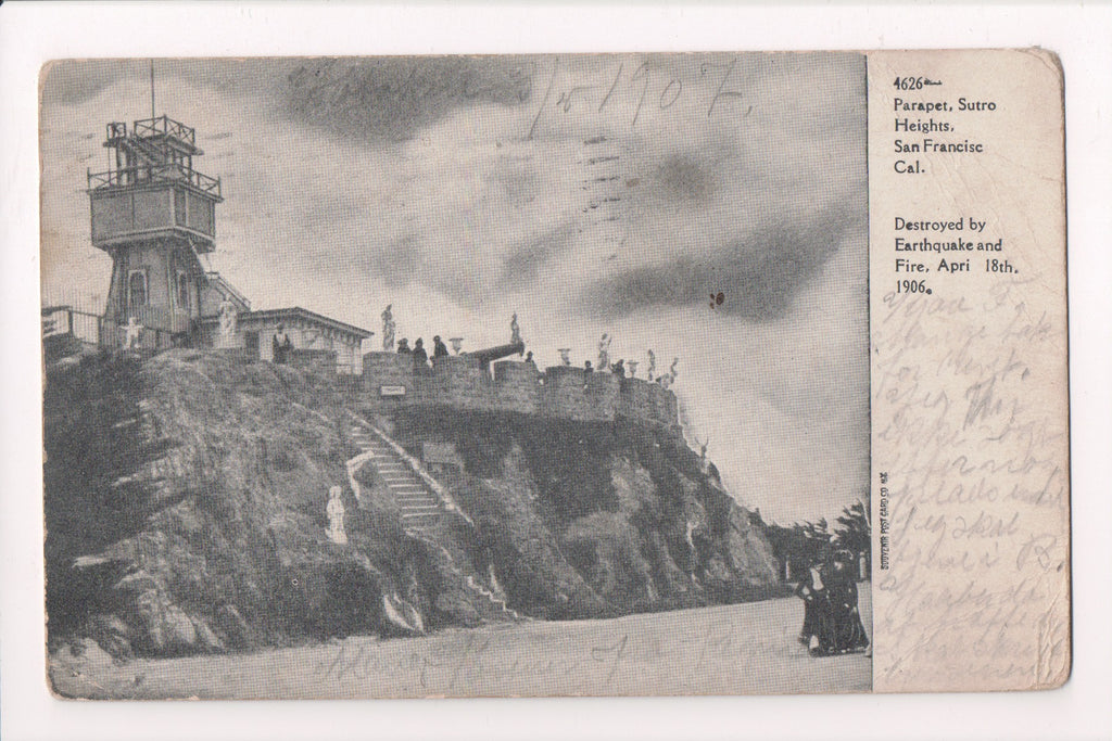 CA, San Francisco - Sutro Heights, Parapet, Canon, people - @1907 - w01567