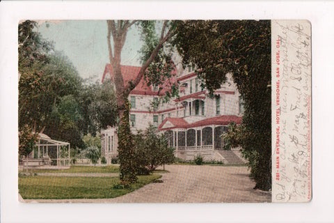 CA, SAN JOSE - Hotel Vendome, main entrance - @1912 postcard - w01616