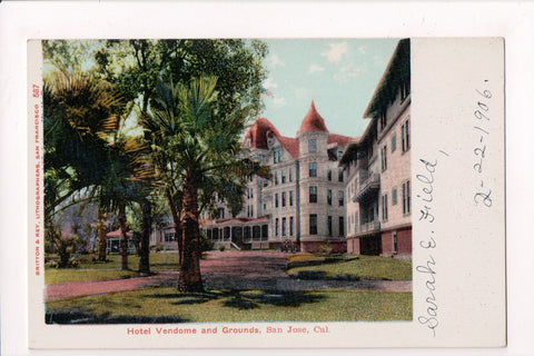 CA, SAN JOSE - Hotel Vendome, Grounds postcard - w03501