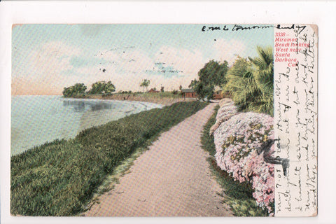 CA, Santa Barbara - Miramor Beach looking west - @1908 postcard - w01570