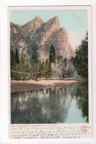 CA, YOSEMITE VALLEY- Three Brothers - Detroit Publishing Co - CP0253