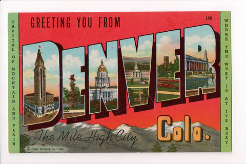 CO, Denver - Greetings from, Large Letter postcard - B05056