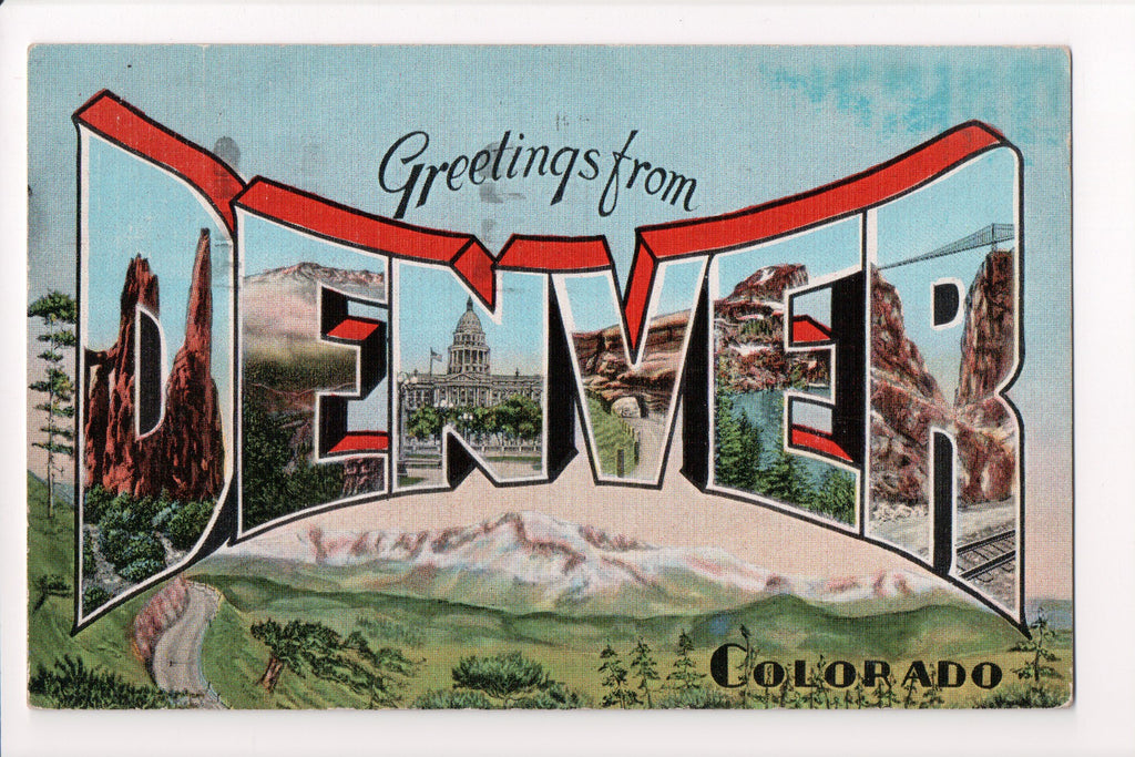 CO, Denver - Greetings from, Large Letter postcard - w03866