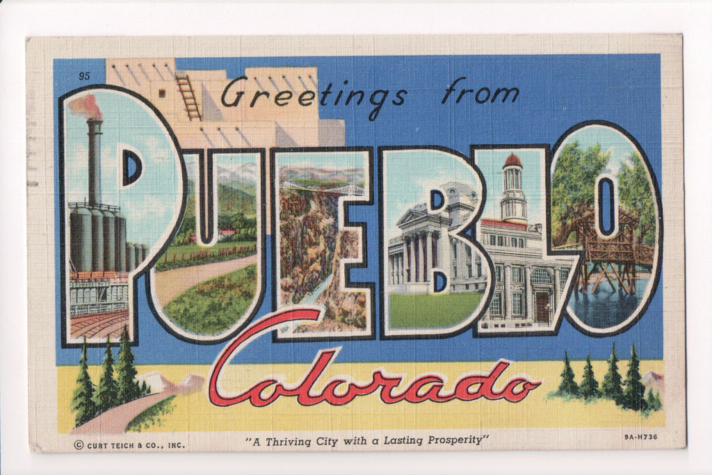 CO, Pueblo - Greetings from, Large Letter postcard - H03104