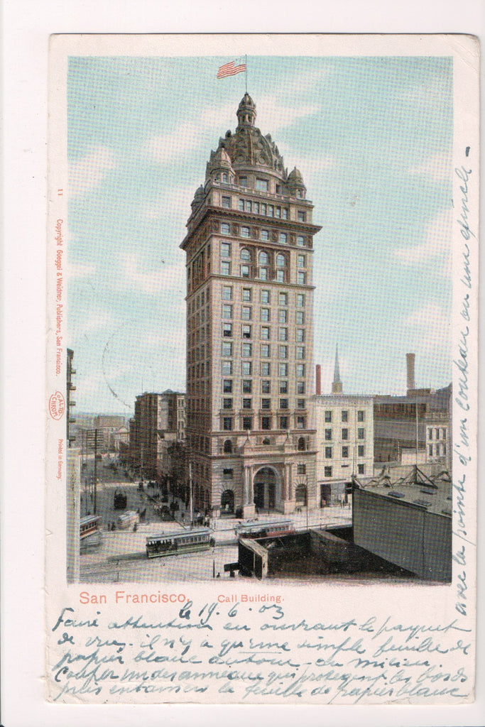 CA, SAN FRANCISCO - Call Bldg - Goeggel & Weidner postcard - CP0052