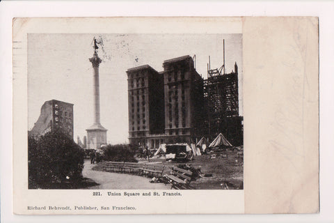 CA, SAN FRANCISCO - Union Square destruction - Behrendt postcard - CP0061
