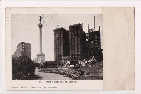CA, San Francisco - Union Square destruction - Behrendt postcard - CP0061