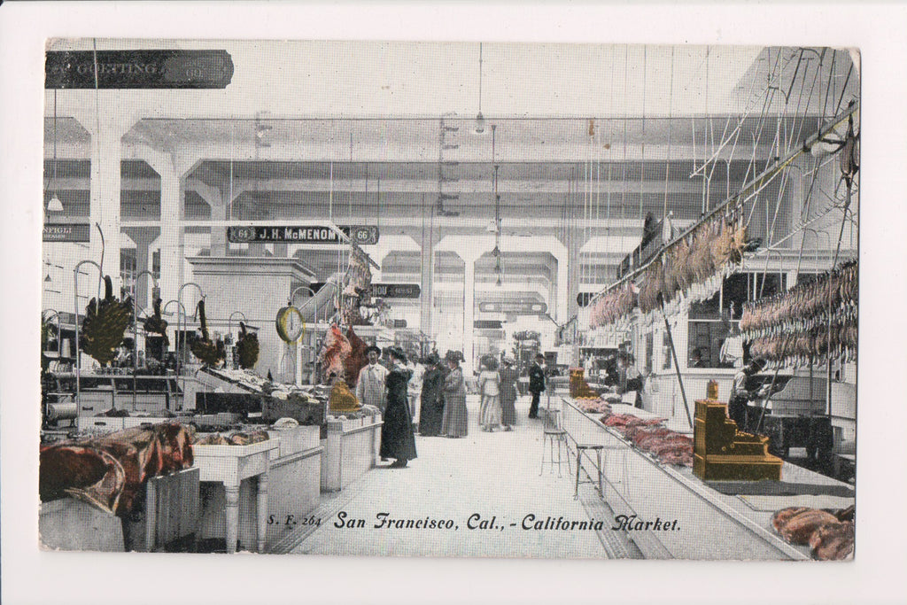 CA, SAN FRANCISCO - CA Market (1913 Meat Market interior) postcard - CP0517