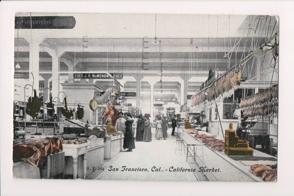 CA, San Francisco - CA Market (1913 Meat Market interior) postcard - CP0517