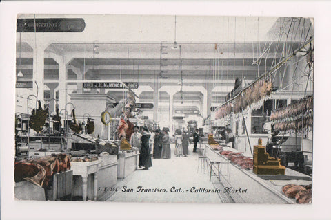 CA, SAN FRANCISCO - CA Market (1913 Meat Market interior) postcard - CP0517