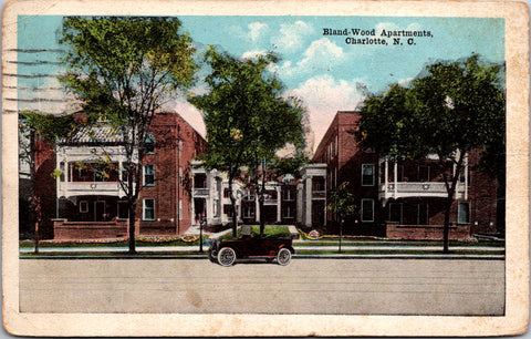 NC, Charlotte - Bland-Wood Apartments - 1919 postcard - CP0574