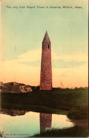 MA, MILFORD - ONLY Irish Round Tower in America - 1911 postcard - CR0005
