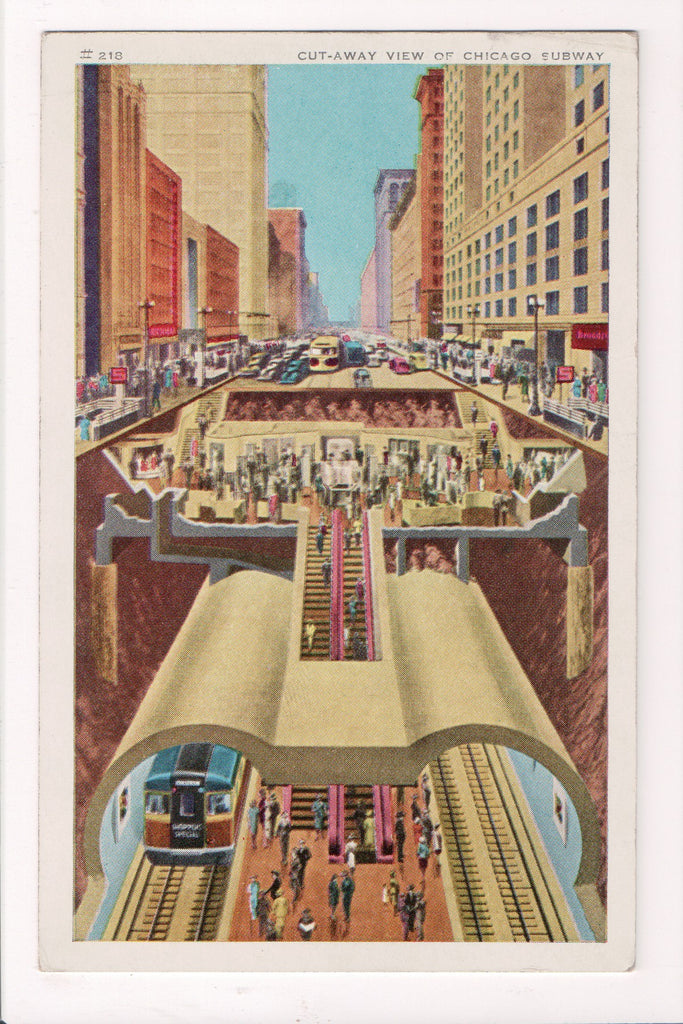 IL, Chicago - CHICAGO SUBWAY cut a way view postcard - cr0031