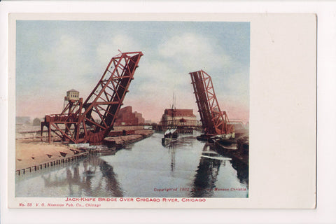 IL, Chicago - JACK-KNIFE BRIDGE - vintage postcard - cr0032
