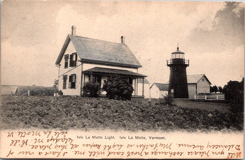 VT, ISLE LaMOTTE - Lighthouse, Light House and buildings postcard - CR0037