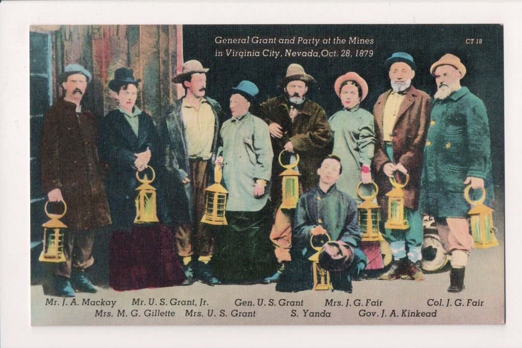 NV, VIRGINIA CITY- Gen Grant and Party at mines postcard - CR0425
