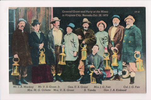 NV, Virginia City - Gen Grant and Party at mines postcard - CR0425