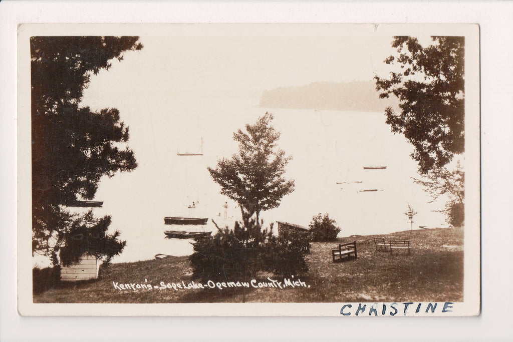 MI, LUPTON? - Sage Lake - Kenyons - 1938 view RPPC - CR0441