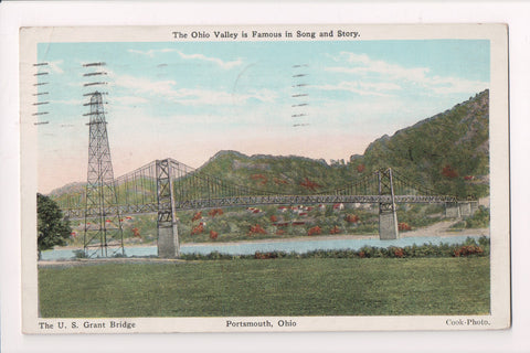 OH, PORTSMOUTH - U S GRANT BRIDGE - @1928 H A Lorberg postcard - cr0538
