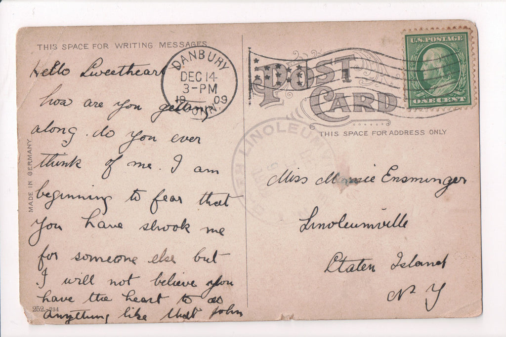 pm FLAG KILLER - CT, Danbury - 1909 cancel - B17170c