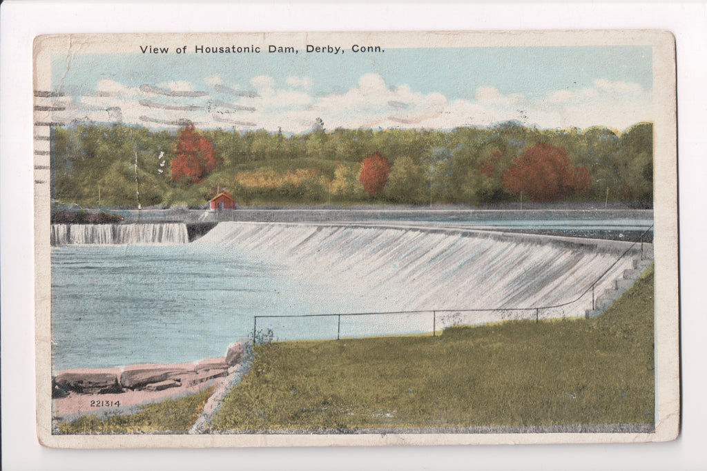CT, Derby - Housatonic Dam view - Morris Berman postcard - C08651