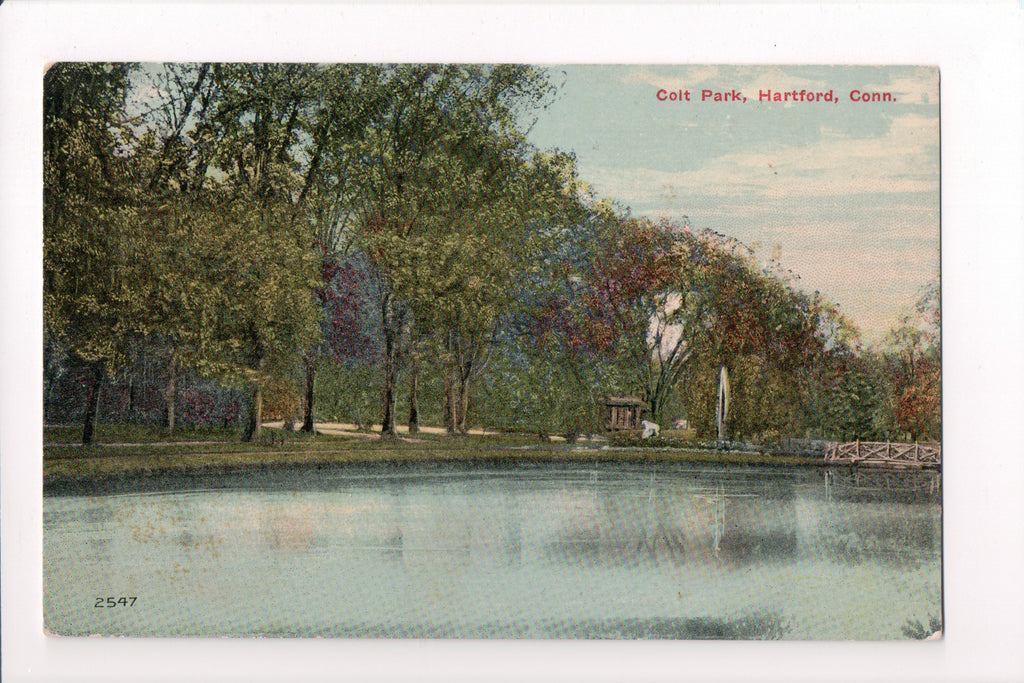 CT, Hartford - Colt Park, fountain, statue, structure, bridge - B06261