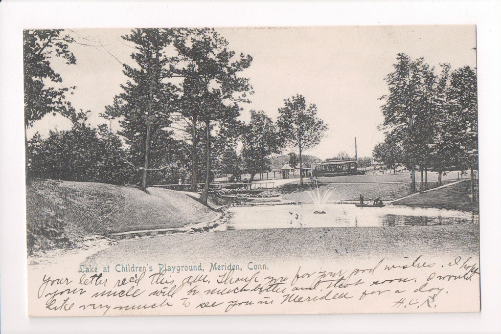 CT, Meriden - Childrens Playground, lake, fountain - Schmelzer - E10379