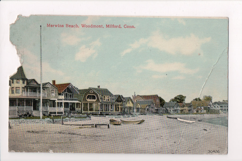 CT, MILFORD - Merwins Beach - Woodmont - z17046 - postcard **DAMAGED / AS IS**