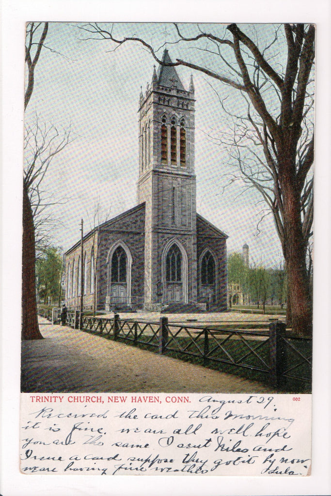 CT, New Haven - Trinity Church postcard - J04187